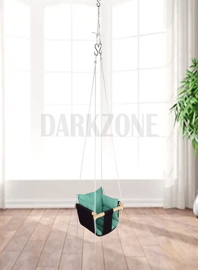 DARKZONE Swing Jhula for Kids Baby's Children Folding and Washable 0-8 Years Garden Jhula for Babies for Indoor Outdoor - Green & Black - Image 2